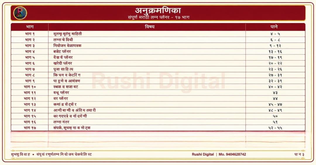 संपूर्ण मराठी लग्न प्लॅनर व चेकलिस्ट (PDF) किंमत 99 रु फक्त, image 2