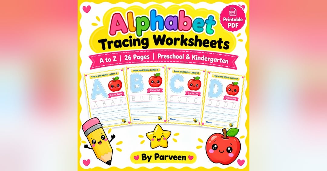 Alphabet Tracing Worksheets A-Z | Printable PDF for Preschool & Kindergarten