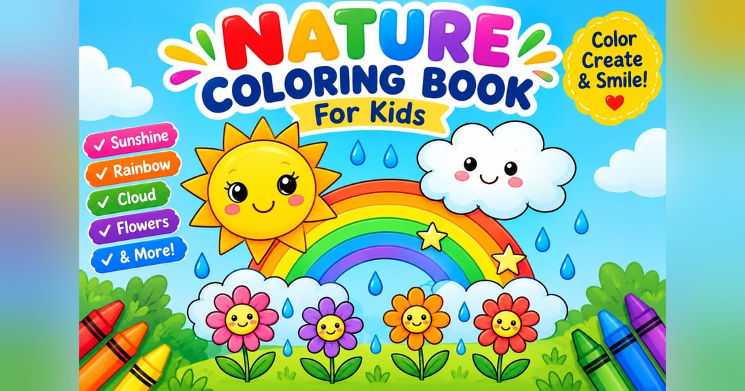 Cute Nature Coloring Page for Kids