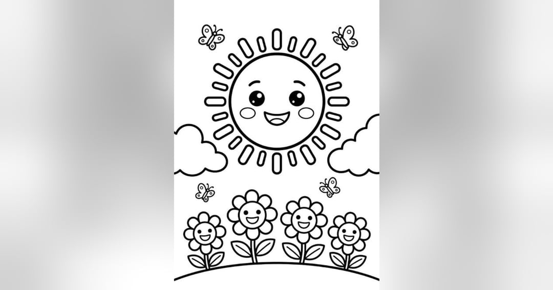 Cute Nature Coloring Page for Kids, image 3
