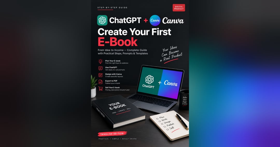 ChatGPT + Canva: Create Your First E-Book | Complete Beginner’s Guide (Tanglish Edition)