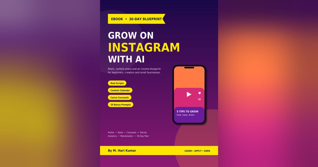 Grow on Instagram with AI | Reels, Content Plan & 30-Day Blueprint (PDF Ebook)