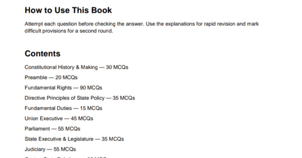 AIBE 22 Constitution Law – 500 Practice MCQs — image 3