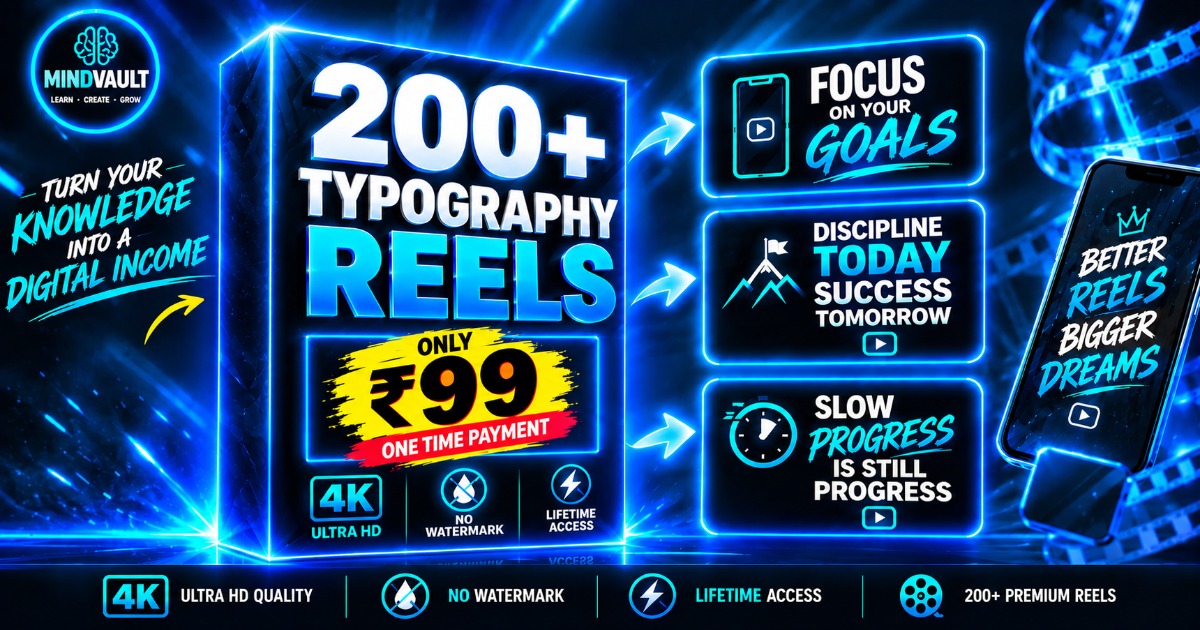 200+ Typography Reels Bundle | Premium Reels for ₹99