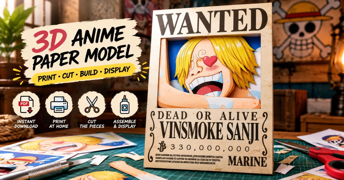 Sanji Wanted Series - One Piece - Printable Paper 3D Figure