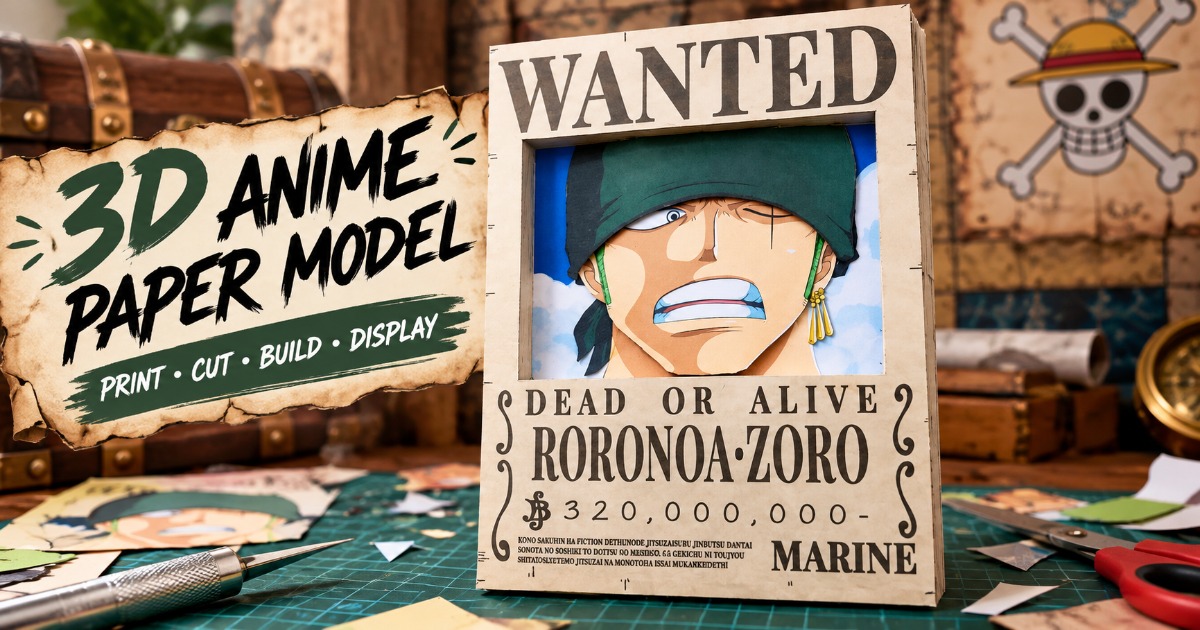 Zoro Wanted Series - One Piece - Printable Paper 3D Figure