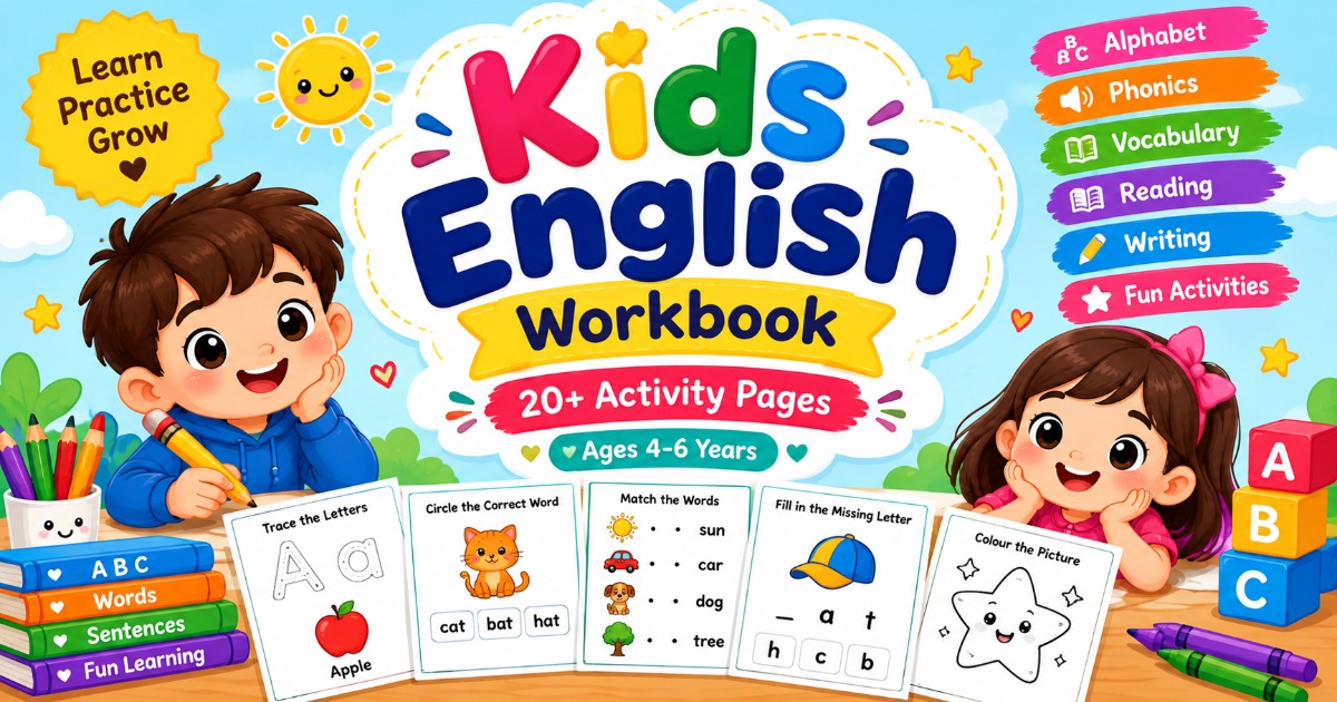 Kids english activity workbook