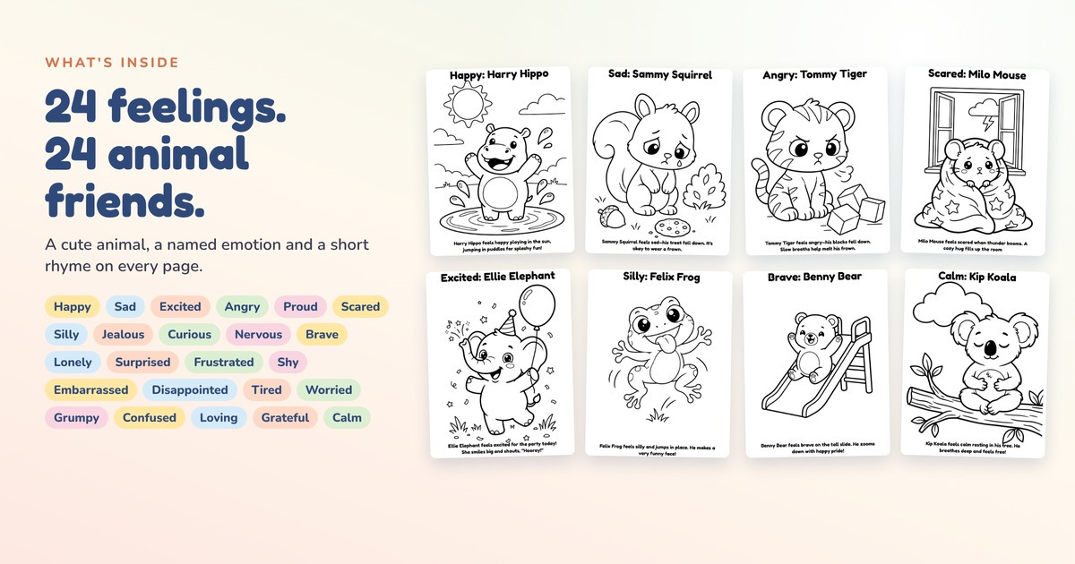 Little Big Feelings: Printable Emotions Coloring Storybook for Kids, image 2