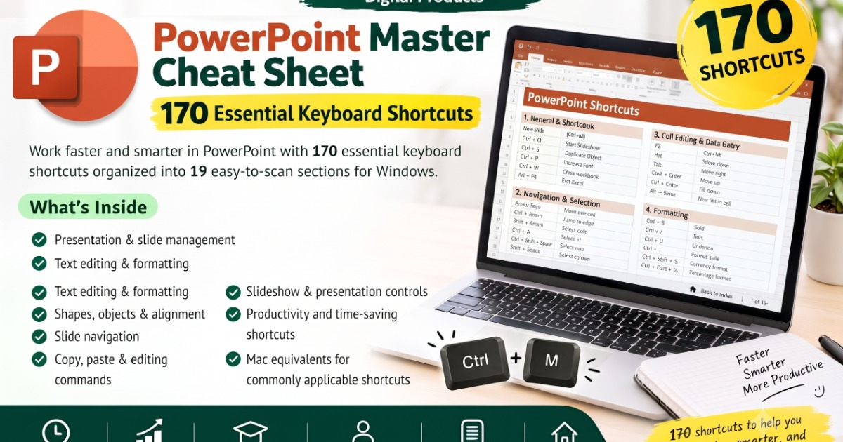 MS PowerPoint Keyboard Shortcuts: 170 Essential Shortcuts for Faster Presentations