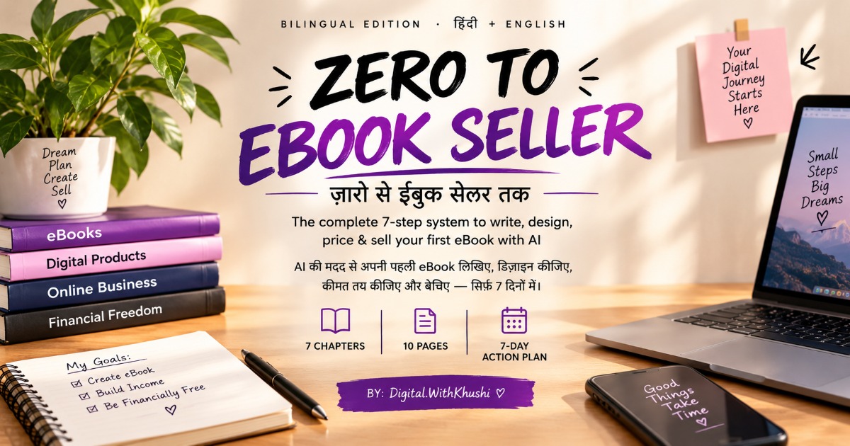 Zero to eBook 📘 Seller – Create & Sell Your First eBook with AI | Hindi + English Guide, image 2