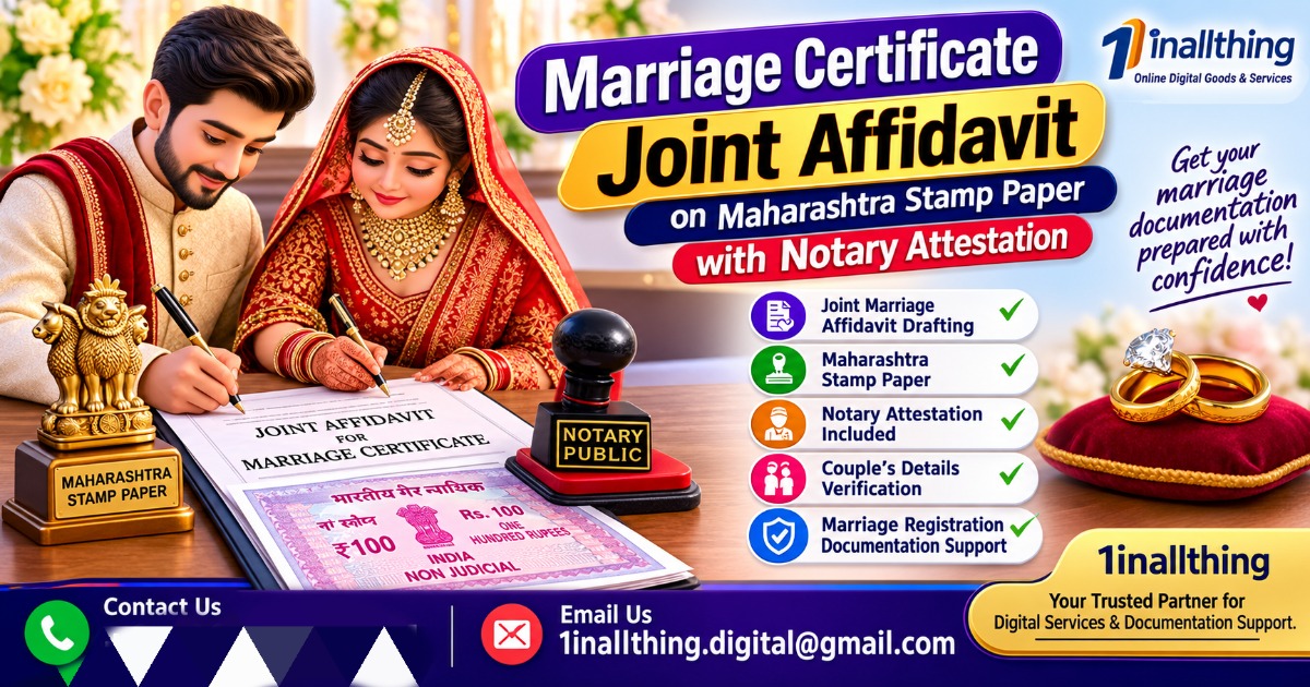 Joint Affidavit for Marriage Certificate on Maharashtra Stamp Paper with Notary Attestation