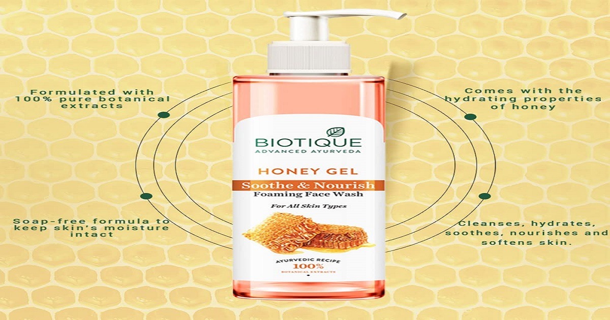 Biotique Honey Gel Soothe & Nourish Foaming Face wash | Soap Free Formula | Reduce Dryness | 100% Botanical Extracts | Suitable for All Skin Types | 200ml, image 2