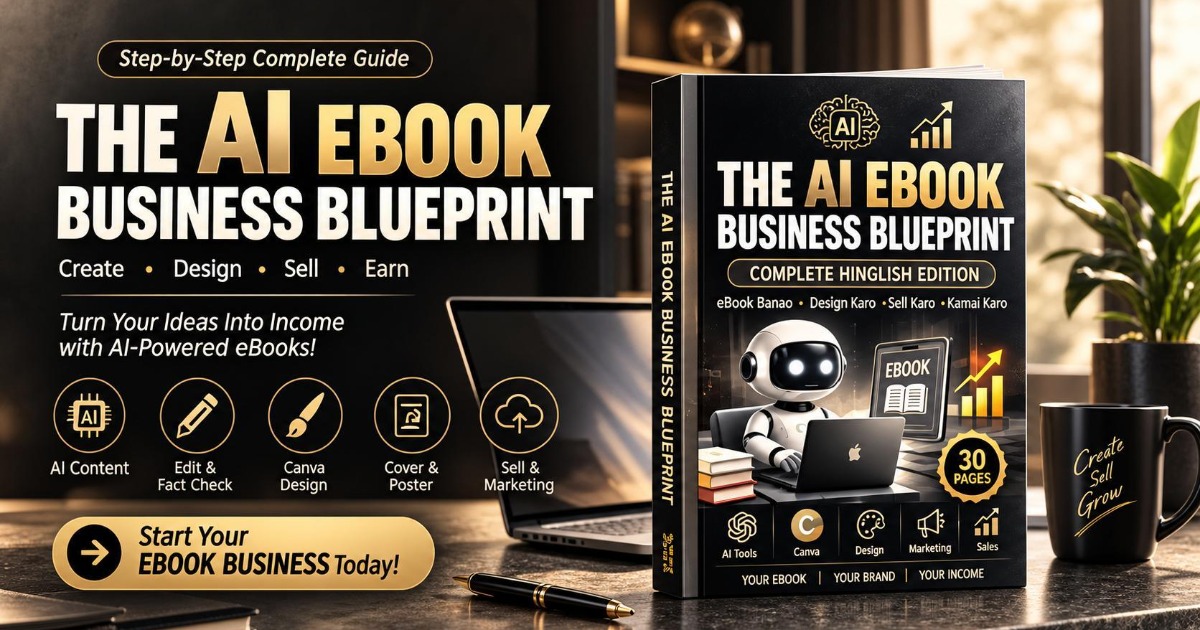 AI Se eBook Banao. Smart Design Karo. Online Sell Karna Seekho.