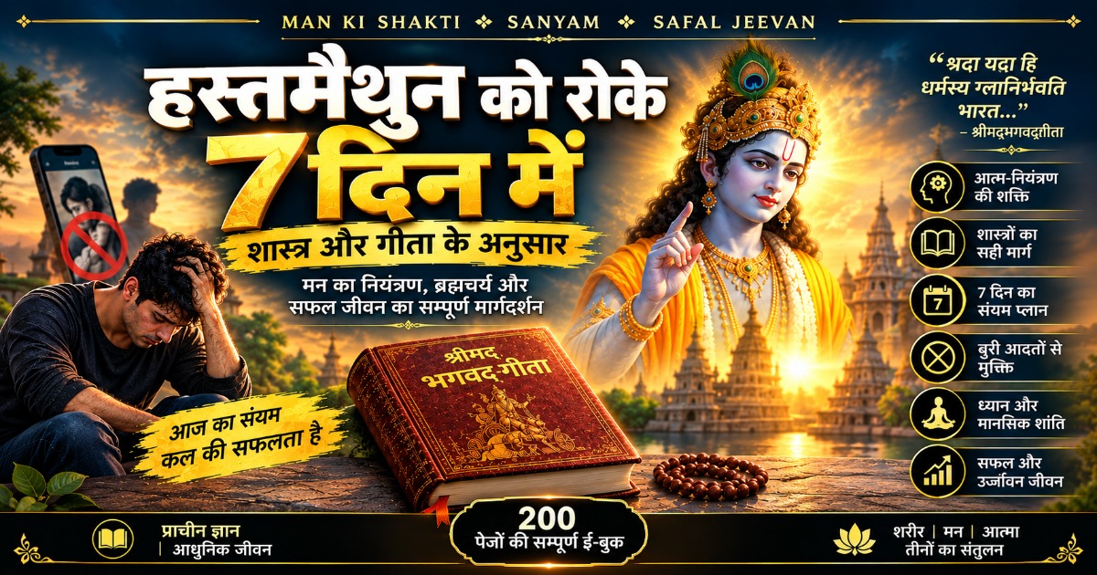7 दिनों में हस्तमैथुन की आदत पर नियंत्रण कैसे पाएं? एक संपूर्ण 7-दिवसीय गाइड: अपनी इच्छाओं को समझें, ट्रिगर्स को पहचानें, आत्म-अनुशासन विकसित करें और एक बेहतर दिनचर्या की शुरुआत करें।