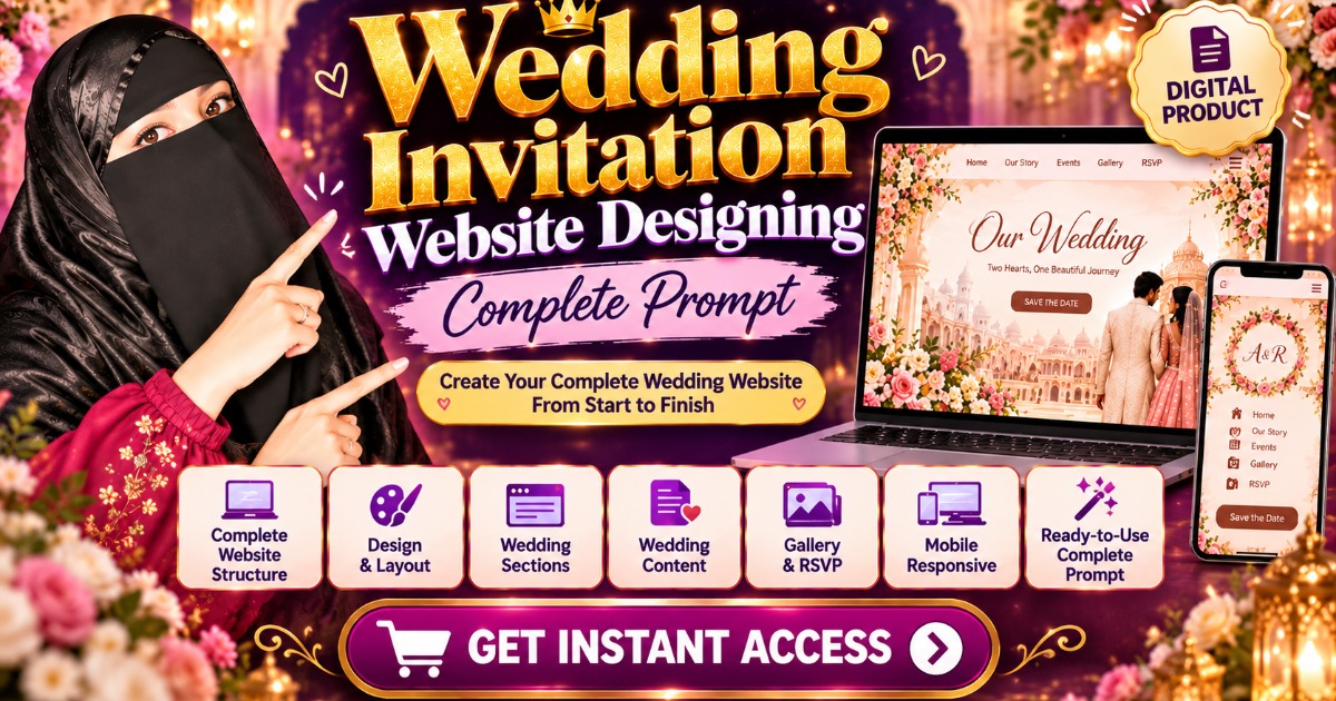 Wedding Invitation Website Designing Complete Prompt