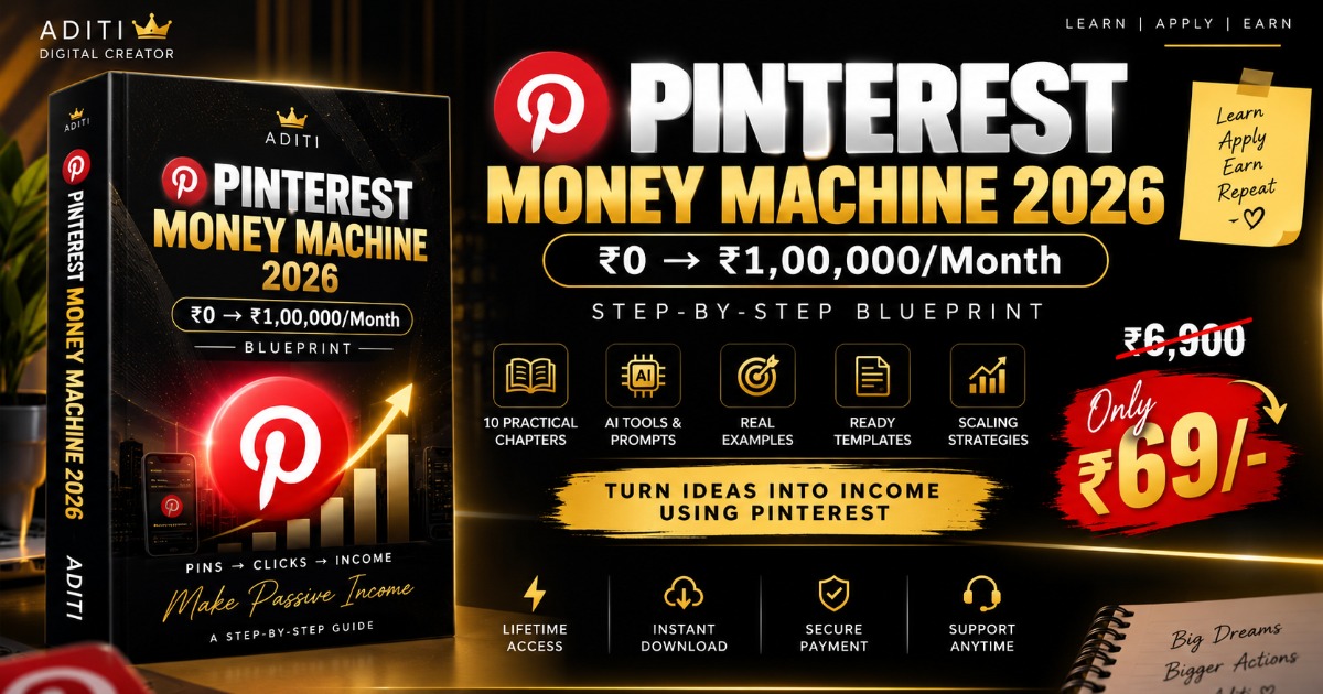 Pinterest Money Machine 2026: ₹0 to ₹1,00,000/Month Blueprint (Beginner to Pro)