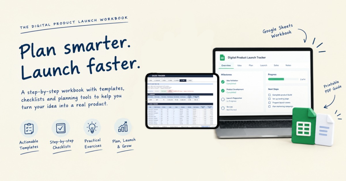 The Digital Product Launch Workbook | Google Sheets Planner & Tracker, image 3