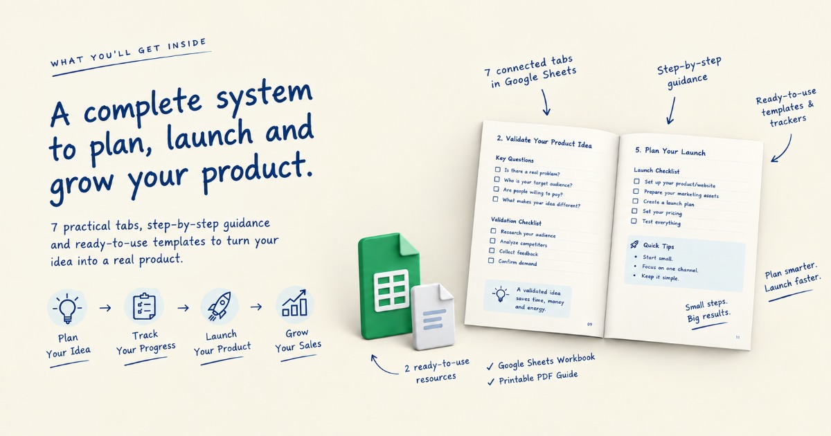 The Digital Product Launch Workbook | Google Sheets Planner & Tracker, image 2