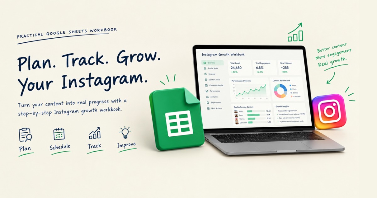 The Instagram Growth Workbook | Google Sheets Content Planner & Analytics Tracker