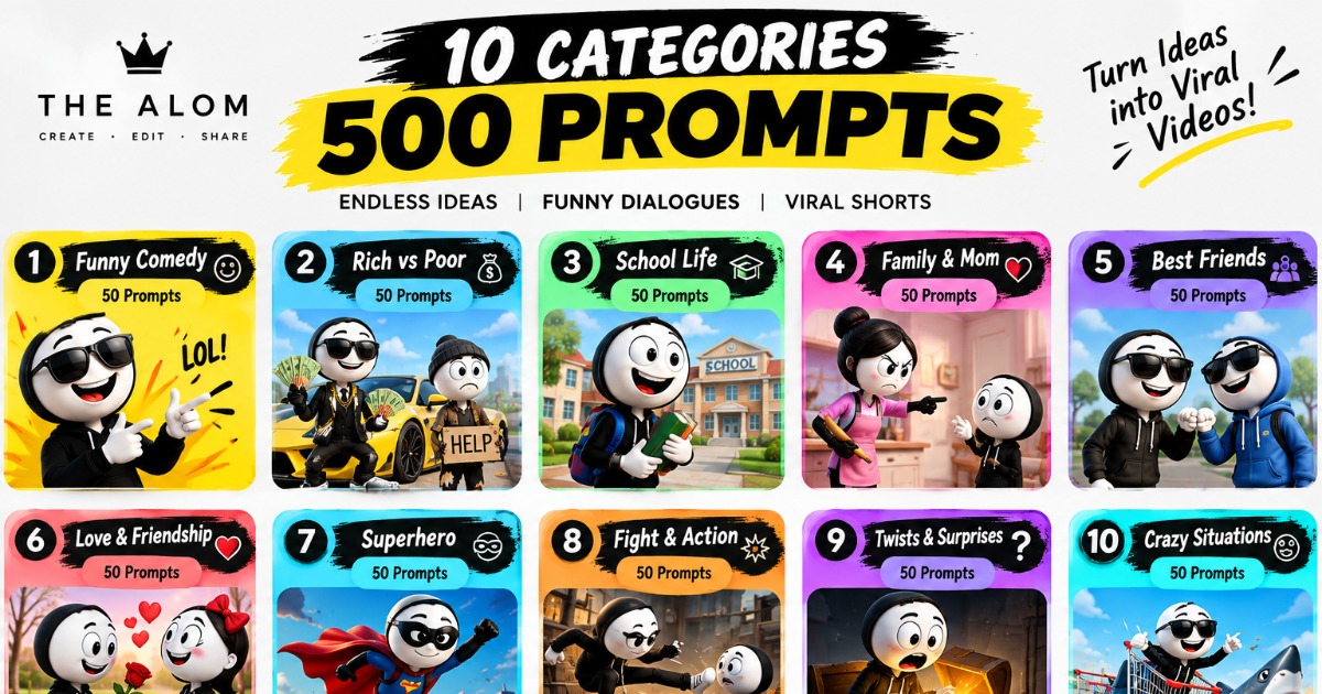 500 AI Stickman Video Prompts | Funny Dialogue Scripts, Scene-by-Scene Instructions & Viral Shorts Ideas | Digital PDF by The Alom