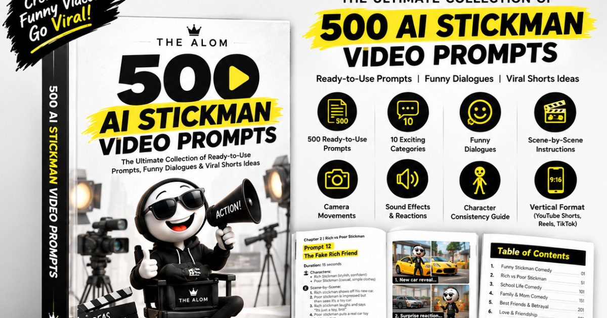 500 AI Stickman Video Prompts | Funny Dialogue Scripts, Scene-by-Scene Instructions & Viral Shorts Ideas | Digital PDF by The Alom, image 2