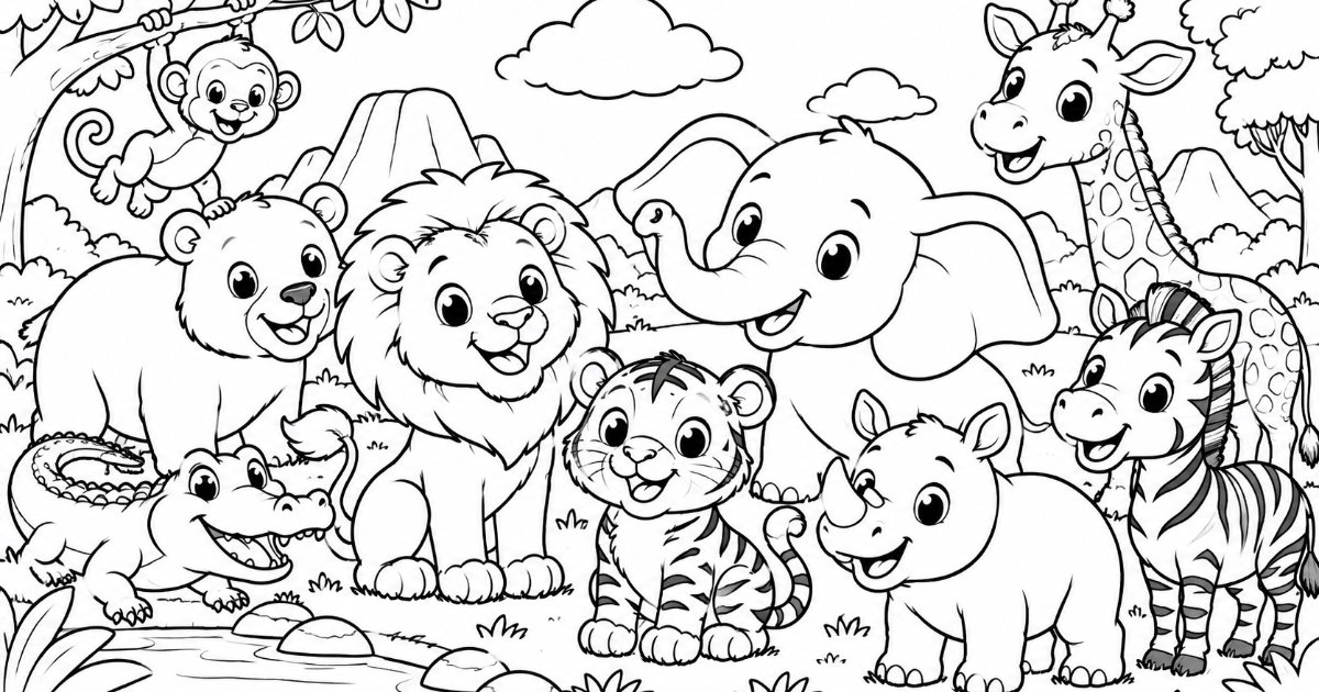 ANIMALS colouring book for kids, image 3