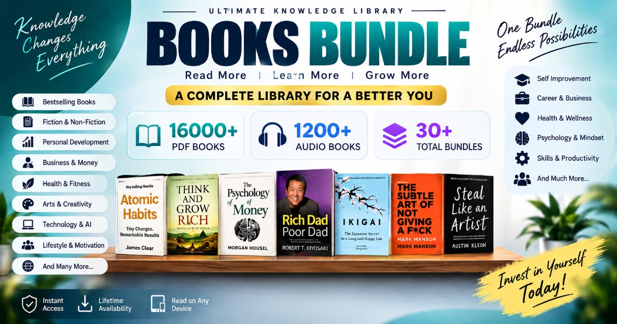 16000+ PDF Books & 1200+ Audiobooks Bundle | Ultimate Knowledge Library