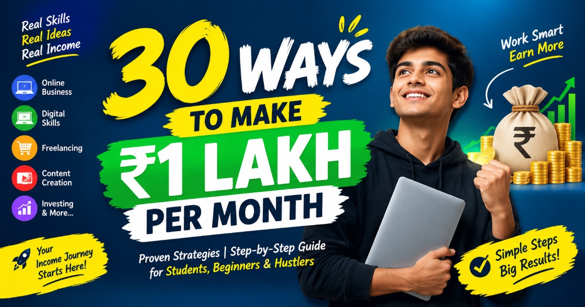 30 Ways to Make ₹1 Lakh Per Month – Digital Income Guide