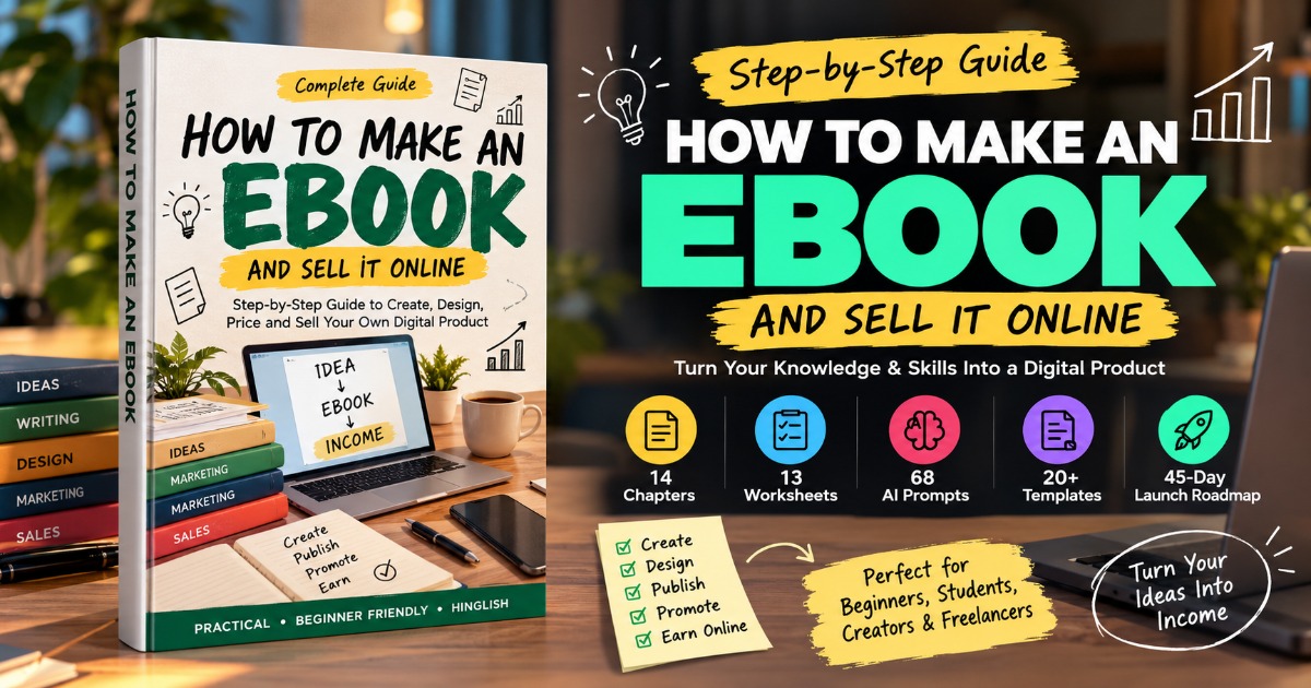 Launch Your First Digital Product | Hinglish Ebook Guide + Workbook | 101 Pages A4 PDF | 68 AI Prompts, Templates, Checklists, image 3