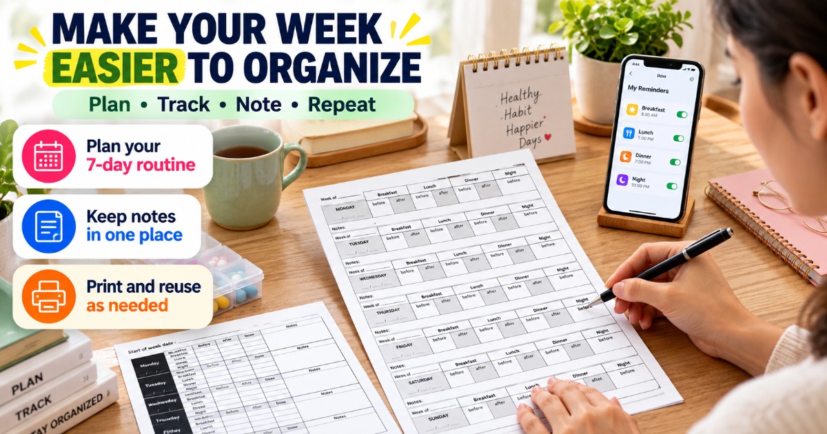 Weekly Medication & Health Tracker – 2 Printable PDF Bundle, image 5