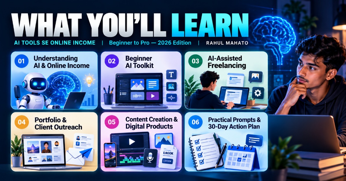 AI Tools Se Online Income — Beginner to Pro | Practical Hinglish eBook by Rahul Mahato, image 2