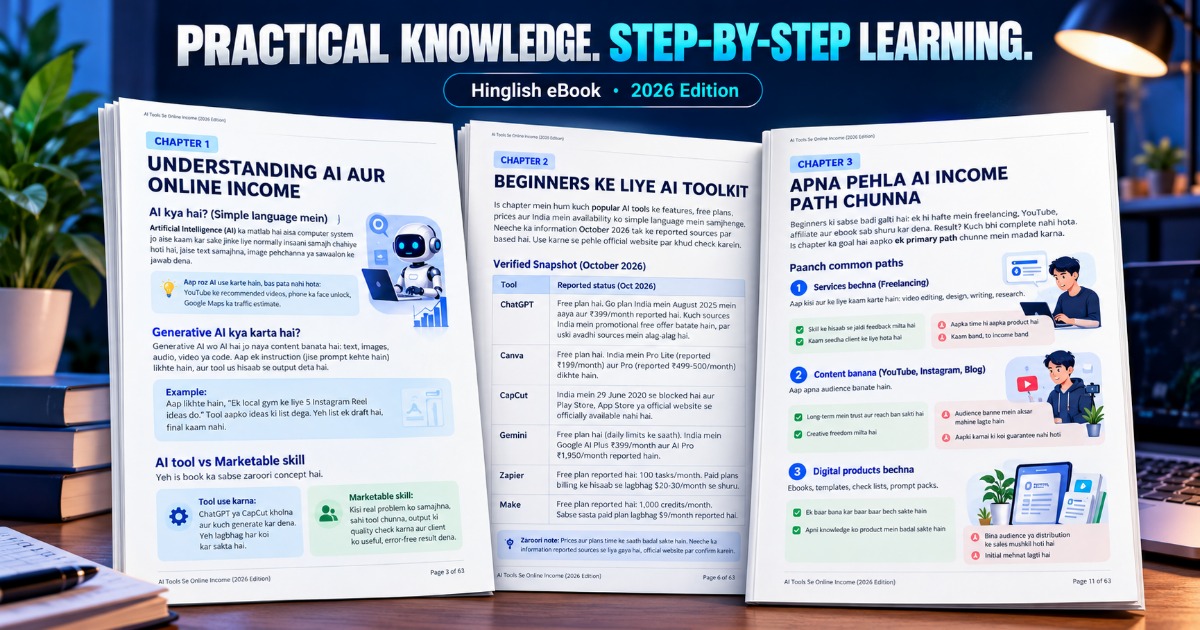 AI Tools Se Online Income — Beginner to Pro | Practical Hinglish eBook by Rahul Mahato, image 3