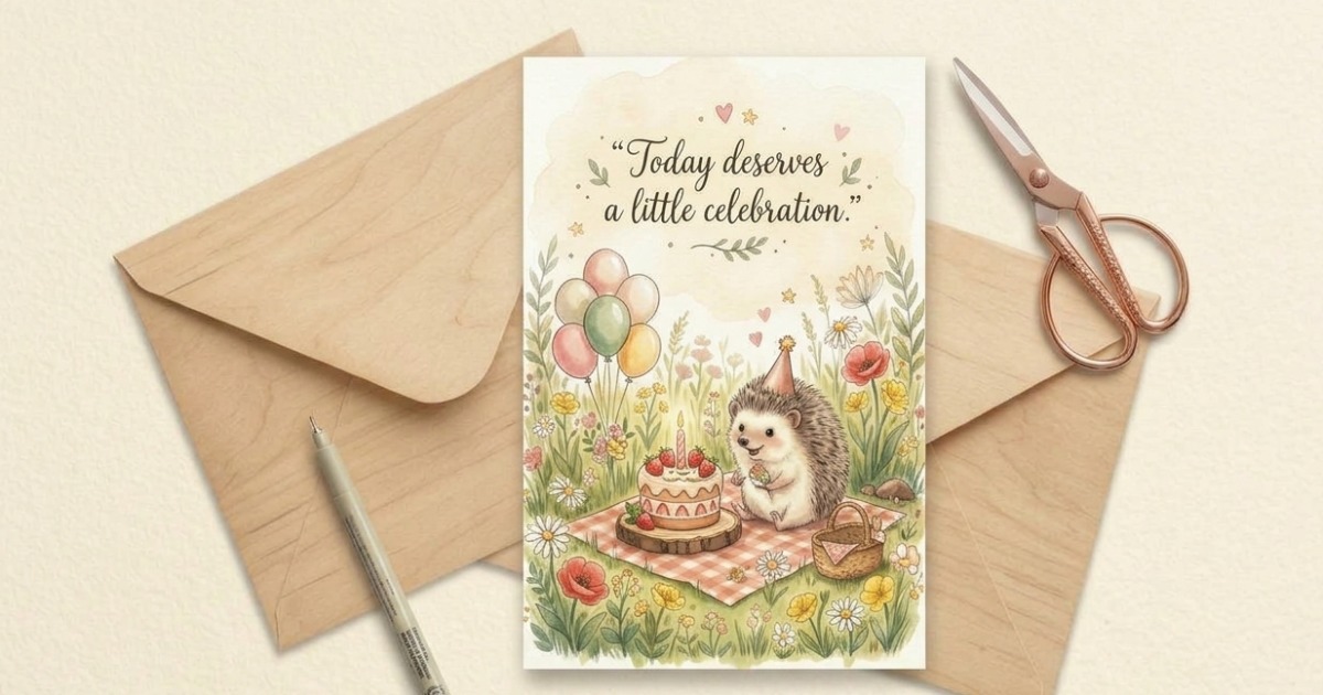 Printable Birthday Greeting Card | Cute Hedgehog Birthday Card | Digital PDF Download | DIY Printable Card | Instant Download, image 2