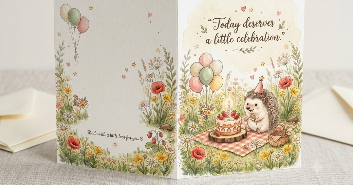 Printable Birthday Greeting Card | Cute Hedgehog Birthday Card | Digital PDF Download | DIY Printable Card | Instant Download, image 3