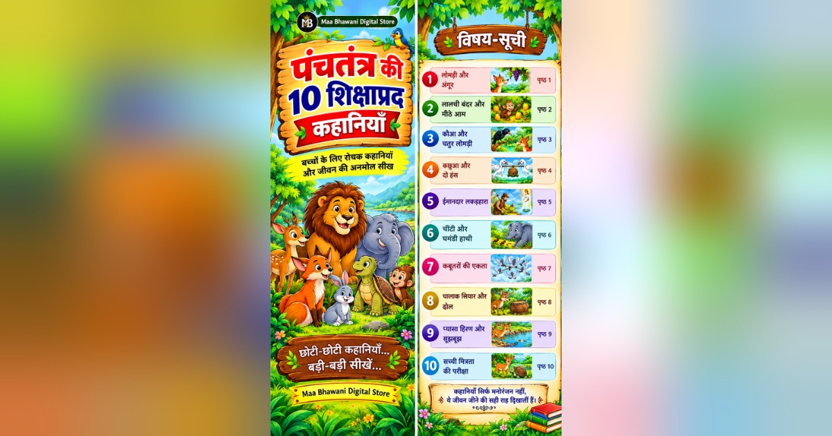 पंचतंत्र की 10 शिक्षाप्रद कहानियाँ बच्चों के लिए रोचक कहानियाँ और जीवन की अनमोल सीख