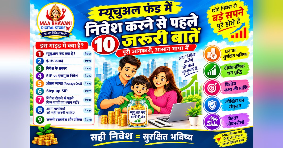 म्यूचुअल फंड में निवेश करने से पहले जानें 10 जरूरी बातें | शुरुआती निवेशकों के लिए संपूर्ण गाइड | Maa Bhawani Digital Store, image 2
