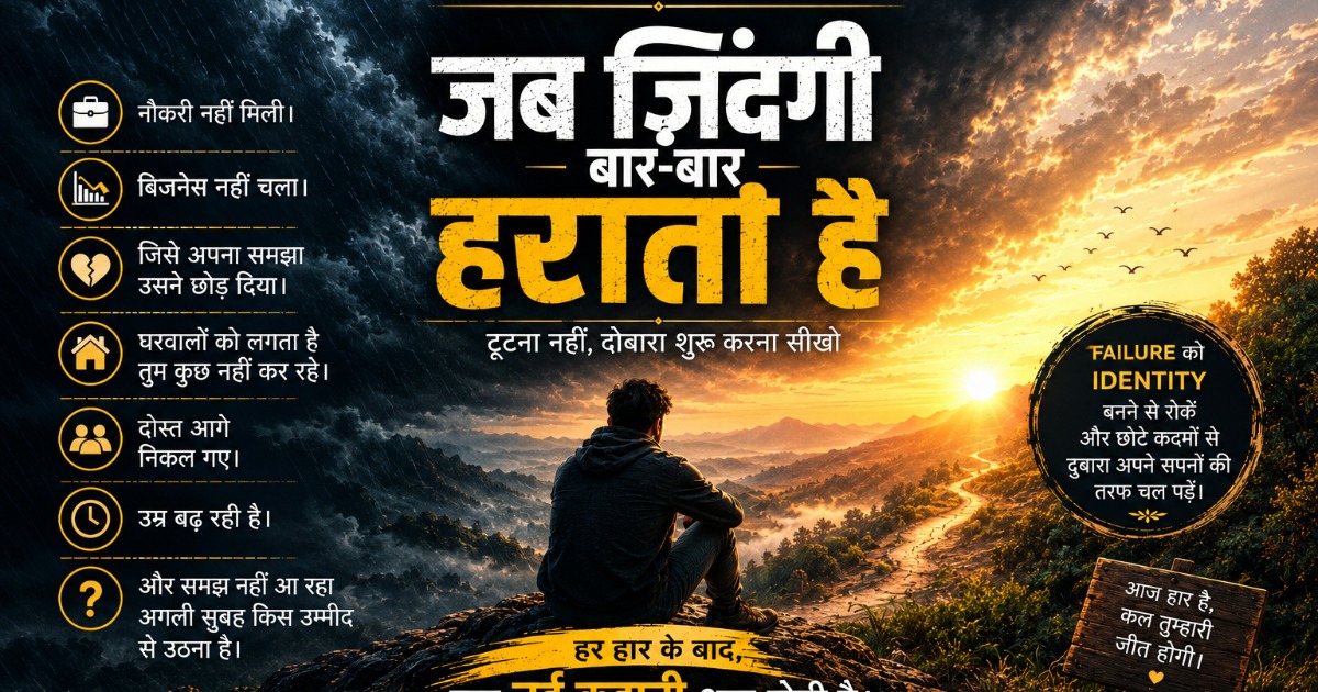जब ज़िंदगी बार-बार हराती है — टूटना नहीं, दोबारा शुरू करना सीखो