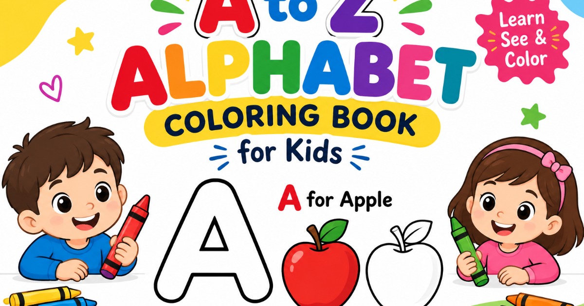 A to Z Alphabet Coloring Book for Kids | Learn, See & Color