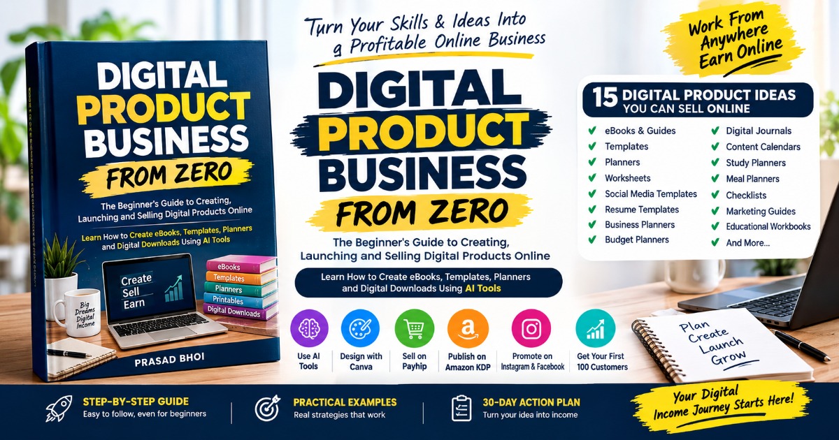 Digital Product Business From Zero: The Ultimate Beginner's Guide to Creating, Launching & Selling Digital Products Online Using AI Tools