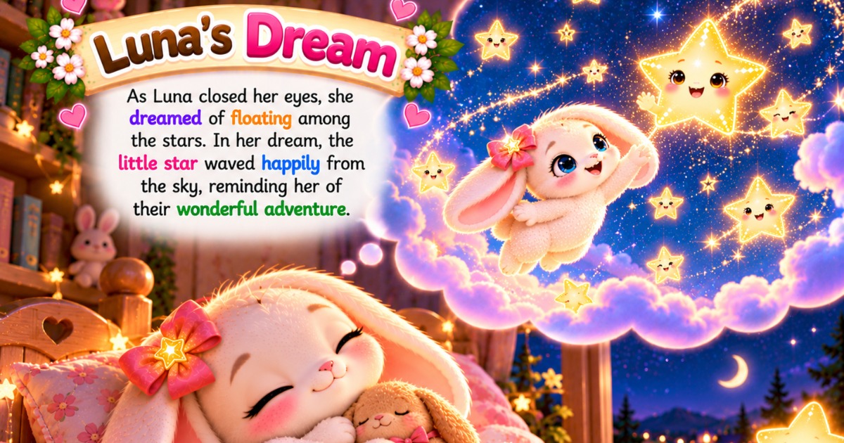 Luna and the Little Star – Magical Bedtime Story for Kids | 24-Page Illustrated Children's eBook | Cute Bunny Story | Moral Story About Kindness | Digital Download, image 2