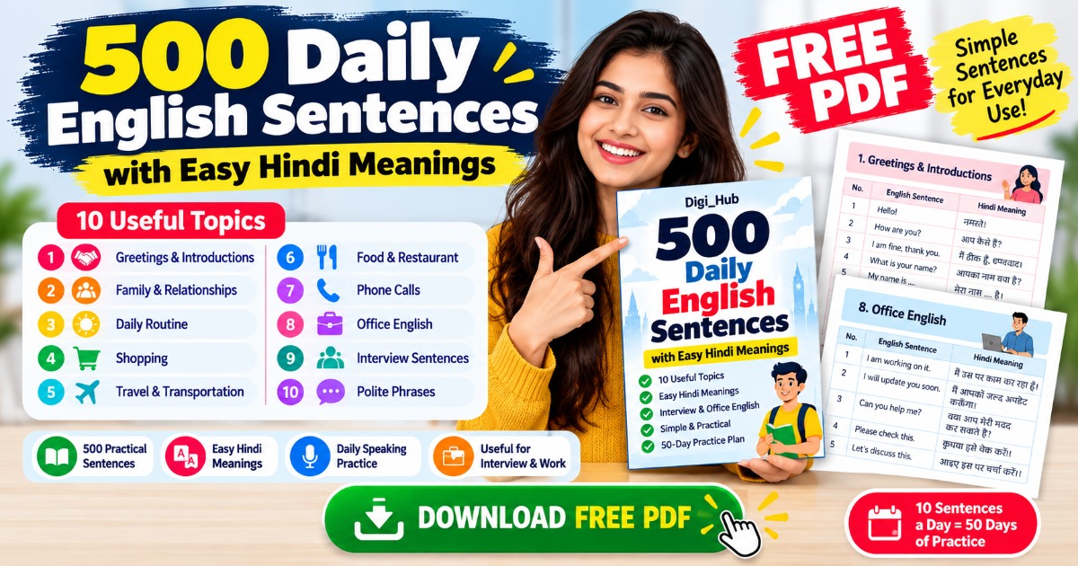 Daily English Practice: 500 Sentences + Hindi Meaning, image 2