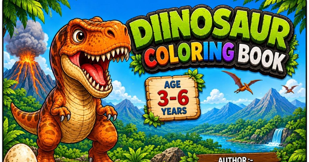Dinosaur Coloring Book for Kids Ages 3-6 | Fun & Easy Coloring Pages