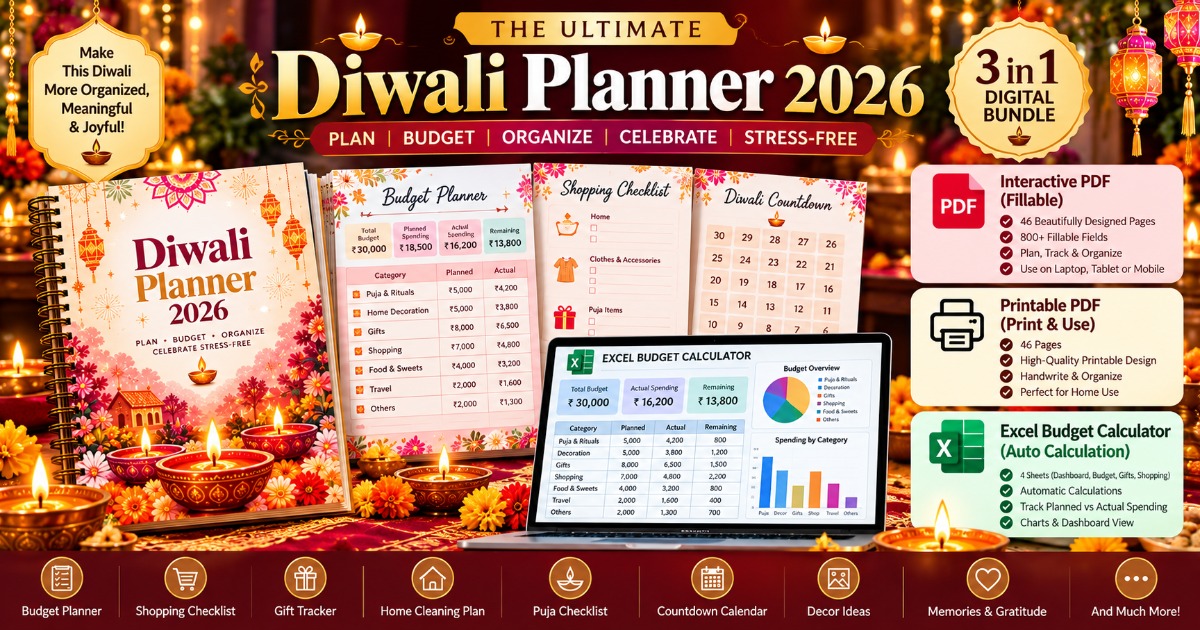 Diwali Planner 2026 – Ultimate Digital Planning & Budget Bundle — image 2