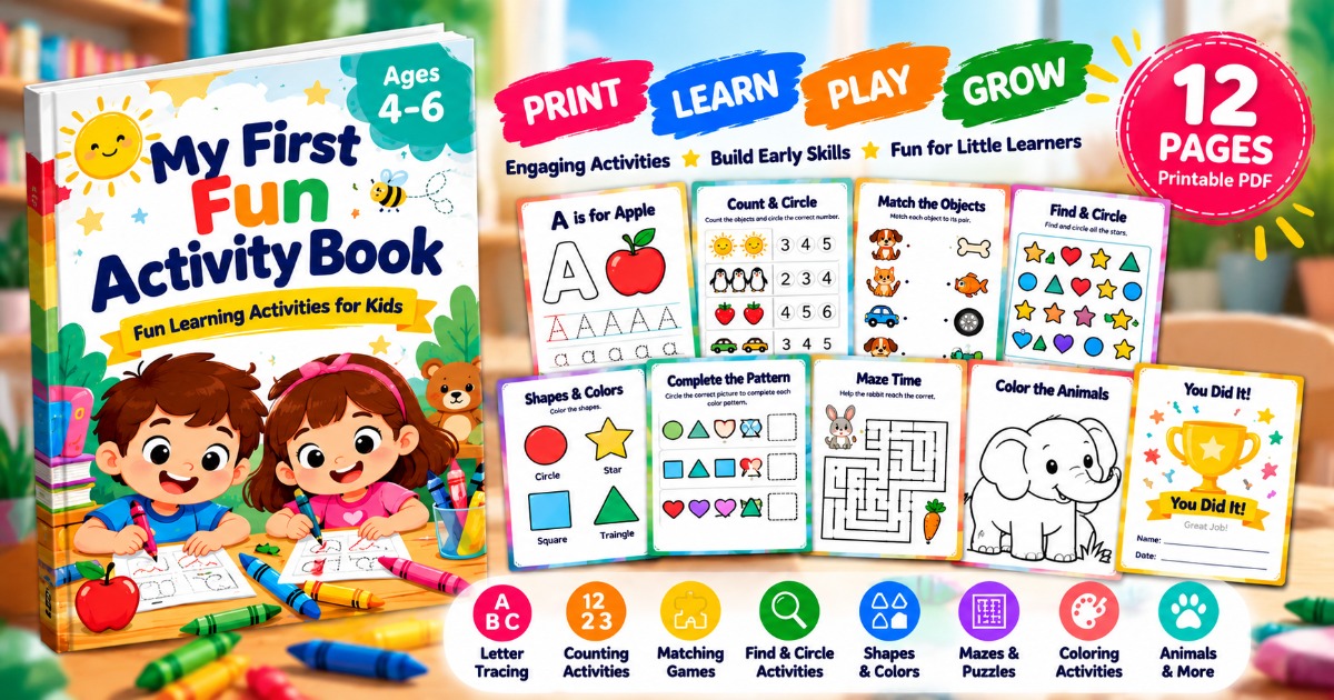 My First Fun Activity Book for Kids | Printable Learning Activities (Ages 4–6) — image 2