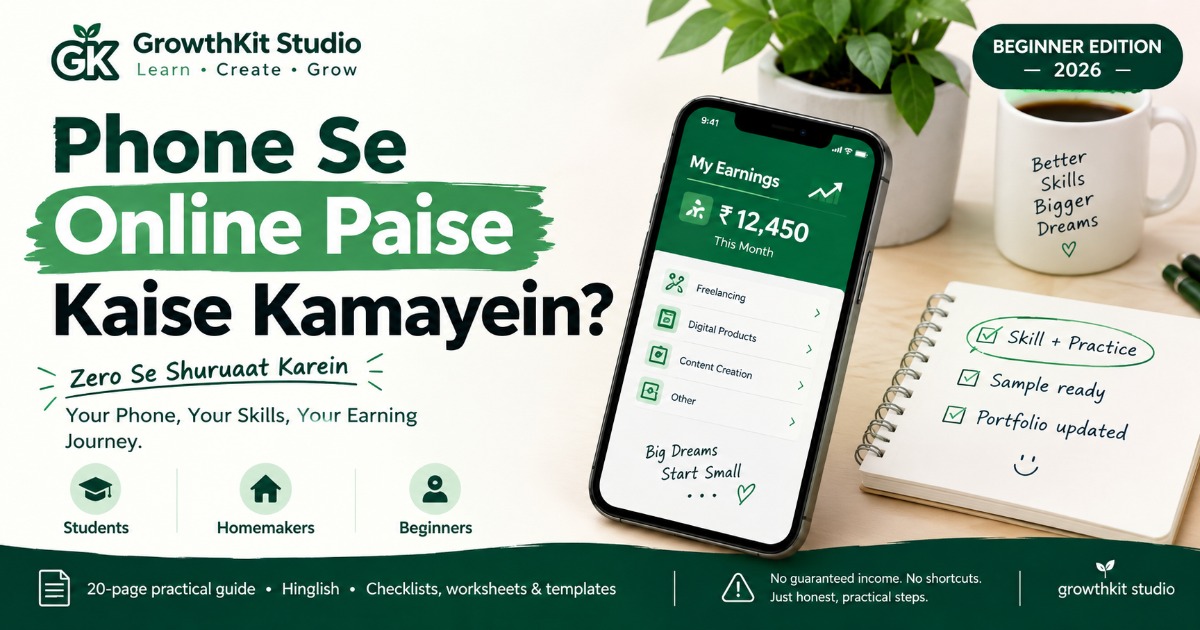Phone Se Online Paise Kaise Kamayein? | Beginner's Guide 2026 (Hinglish Ebook)