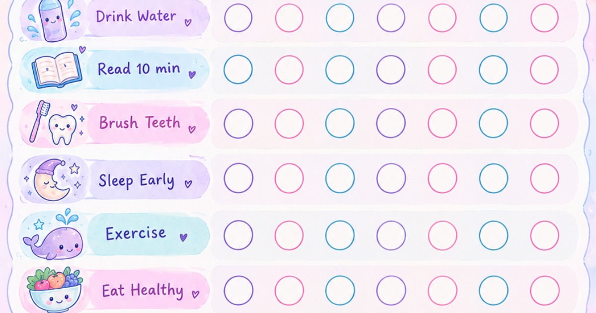 Kawaii Ocean Weekly Habit Tracker | Pastel Sea Life Printable | A4 Digital Download, image 2