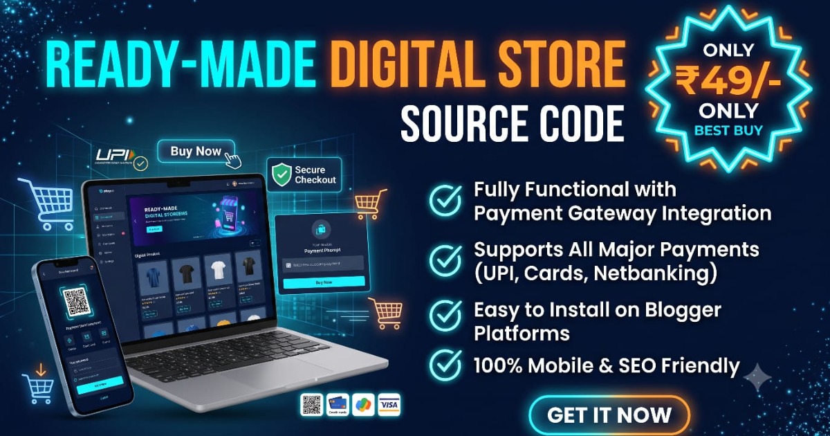 🚀 Premium Blogger Store Source Code – Full HTML | Only ₹49