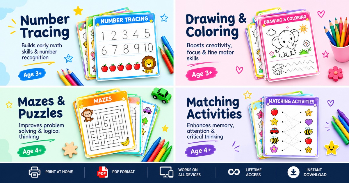 6000+ Kids Activity Worksheets Bundle | Printable PDF for Ages 3–8 | Just ₹199 – PageVault, image 3