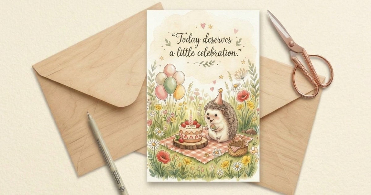 Printable Birthday Greeting Card | Cute Hedgehog Birthday Card | Digital PDF Download | DIY Printable Card | Instant Download, image 2