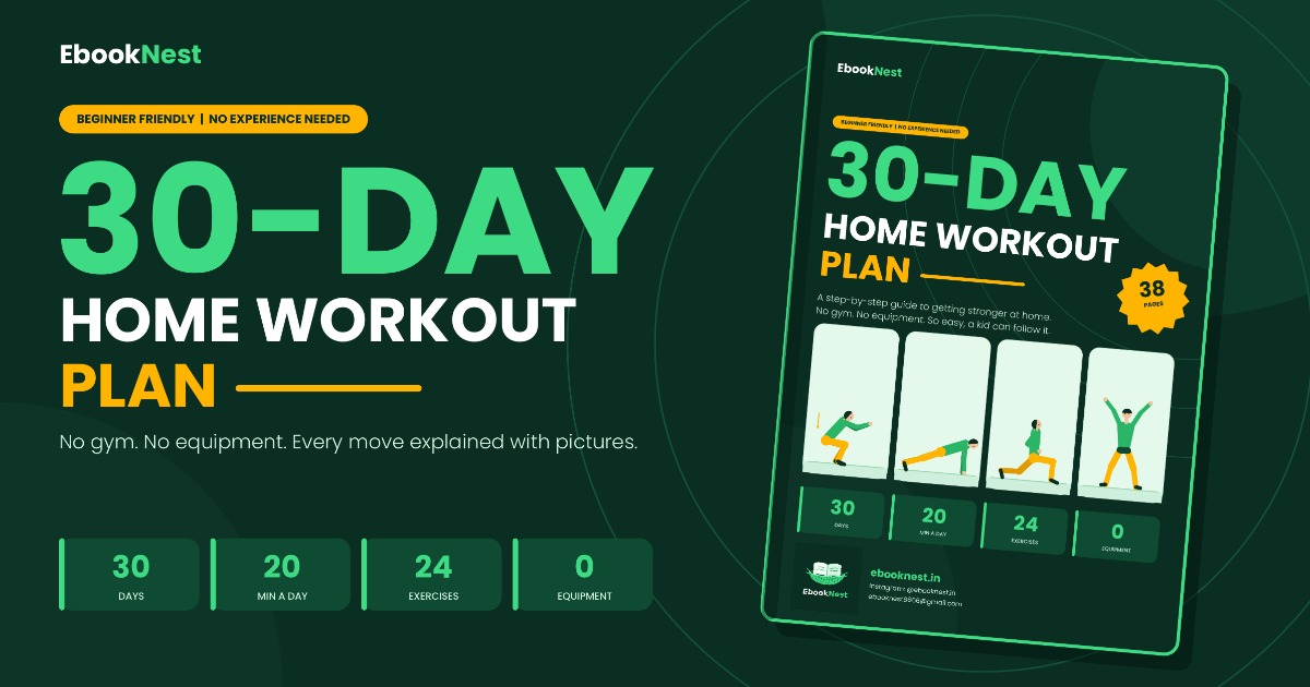 30-Day Home Workout Plan (No Gym, No Equipment) | Beginner Friendly PDF Guide